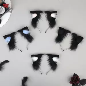 HNKMP Hoạt Hình Sang Trọng Tai Mèo Dành Cho Nữ Cô Gái Cosplay Tóc Ngộ nghĩnh Dễ Thương Gothic Tóc Vòng Sáng Tạo Phụ Kiện Tóc Quà Tặng.