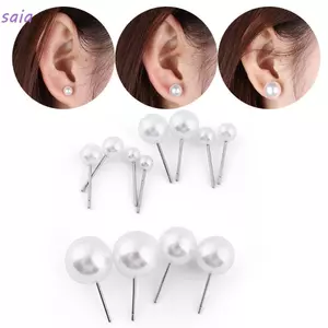 SAIA 5 Cặp / 10 Cặp / 12 Cặp Tai Stud 4mm 5mm 6mm 8mm 10mm 12mm Trang Sức Thời Trang Thanh Lịch