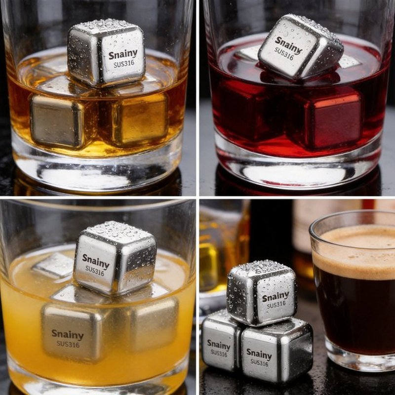 4/6/8/10 viên  đá inox giữ lạnh việt thắng thời trang   Đá Lạnh Inox 316   Thực Phẩm Cao Cấp Đá Whiskey Không Tan Kẹp Gắp Hộp Đựng Tái Sử Dụng Làm Lạnh Nhanh