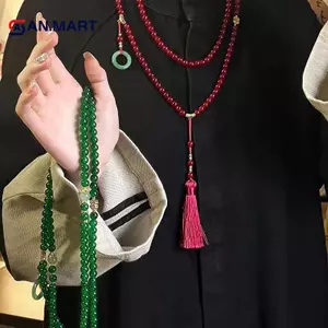 AN.MART Đá Tự Nhiên Cầu Nguyện Nelace Nữ Phật Giáo Thiền Pha Lê Xanh Nelace Dài sel Chokers Quà Tặng VN