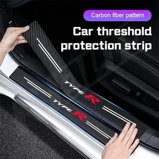 Honda Type R Cửa Ô Tô Tấm Bảo Vệ Chống Trầy Xước Cửa Ngưỡng Thảm Scuff Tấm Tự Động Bàn Đạp Cửa Bảo Vệ Miếng Dán Cho Thành Phố Civic HRV BRV CRV WRV Brio Fit Vezel Jazz Accord RS