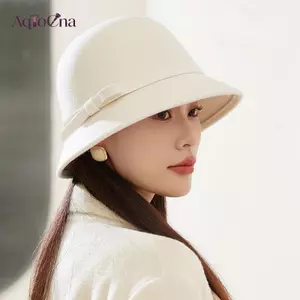 AqToCna Thu Đông Pháp Nơ Buet Mũ Nữ Ngọt Ngào Nỉ Có Hình Gấp AqToCna