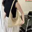 Túi Đeo Vai VVDZA, Túi Xô Màu Trơn Túi Dệt, Túi Đựng Ống Hút Dung Tích Lớn Thông Thường Túi Tote Nữ