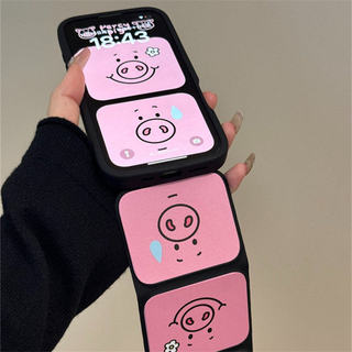 Ốp bảo vệ nắp lật họa tiết Little Pink Pig cho iPhone 11 12promax 13pro15pro 15promax 14 14promax 14pro 16 pro max 16 plus 17 17promax