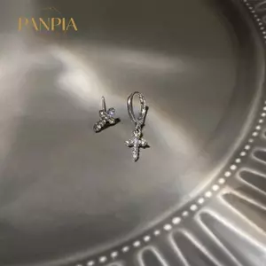 PNPIA- 1 Đôi Đơn Giản Cá Tính Bất Đối Xứng Bông Tai Chữ Thập Cho Nữ Bé Gái Thời Trang Đa Năng Thả Bông Tai Phụ Kiện Trang Sức Quà Tặng