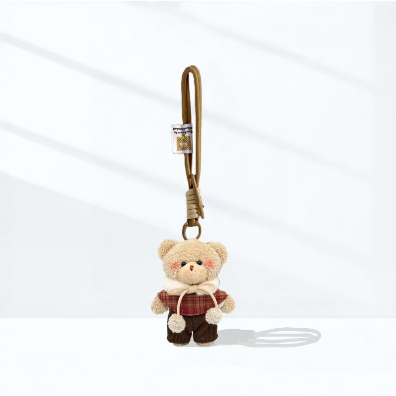 Mặt dây chuyền Mặt dây chuyền túi búp bê sang trọng dễ thương,Móc khóa, charm treo túi xách,Đồ chơi nhồi bông hình gấu