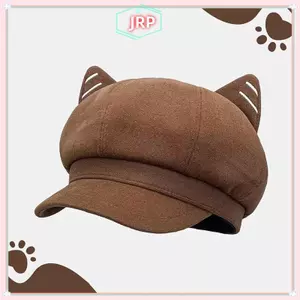 JRP Phong Cách Nhật Bản Len Dễ Thương Tai Mèo Mũ Nồi Cho Nữ Thu Đông Dubill Mũ Hình Bát Giác JRP