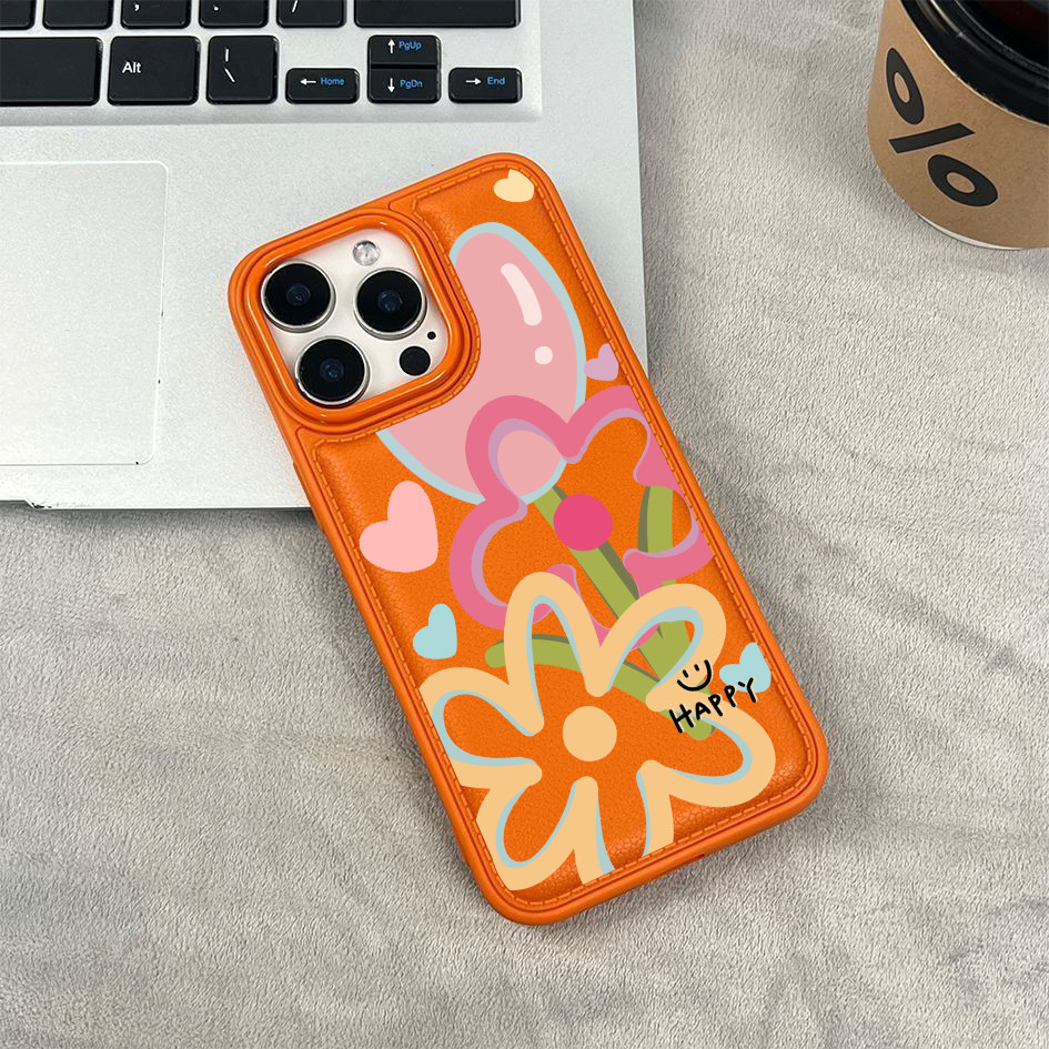 Ốp điện thoại cho iPhone 17/16 Pro Max/15/14/13/12/11 15/14/13/12/11; Họa tiết hoa tulip vẽ nguệch ngoạc