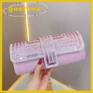 Túi ly hợp dạ hội GUSTAVA, Túi cầm tay kim cương thanh lịch nhẹ nhàng sang trọng, Túi đeo chéo kim cương giả đa năng chất lượng cao Tiệc tối