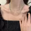 LUImo Thời Trang Nhiều Lớp sel Nelace Ánh Sáng Sang Trọng Màu Bạc Hợp Kim Xương Đòn Dây Xích Dành Cho Nữ Hợp Thời Trang Trang Trang Sức Quà Tặng SBS