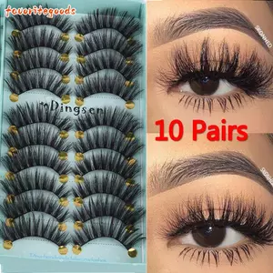 FAVORITEGOODS 10 Cặp Lông Mi Giả Làm Đẹp Trang Điểm Wispies Lông Mi Lông Tơ Giả Chồn Tóc