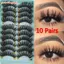 FAVORITEGOODS 10 Cặp Lông Mi Giả Làm Đẹp Trang Điểm Wispies Lông Mi Lông Tơ Giả Chồn Tóc