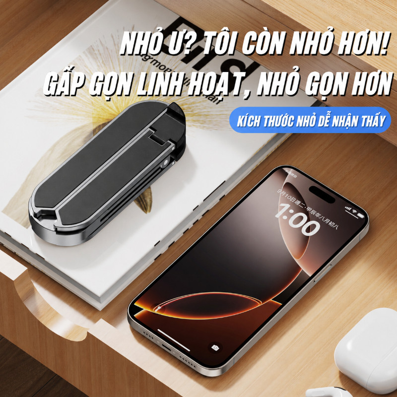 Giá Đỡ Laptop Hợp Kim Nhôm, Gấp Gọn, 6 Mức Điều Chỉnh Độ Cao, Chống Trơn Trượt, Máy 10-17 Inch