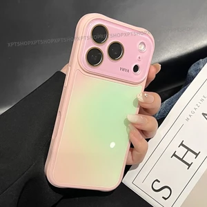 Màu sắc rực rỡ và rực rỡ Vỏ máy ảnh kính Halation Vỏ điện thoại cho iPhone 17 Pro Max 16 15 14 13 Vỏ bảo vệ bốn góc chống sốc