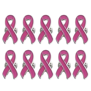 BTF 10xPink Ruy Băng Men Thổ Cẩm Ung Thư Vú Nhận Thức Hy vọng Ve Áo Pin Nút Huy Hiệu Áo Len Túi Ba Lô Trang Sức