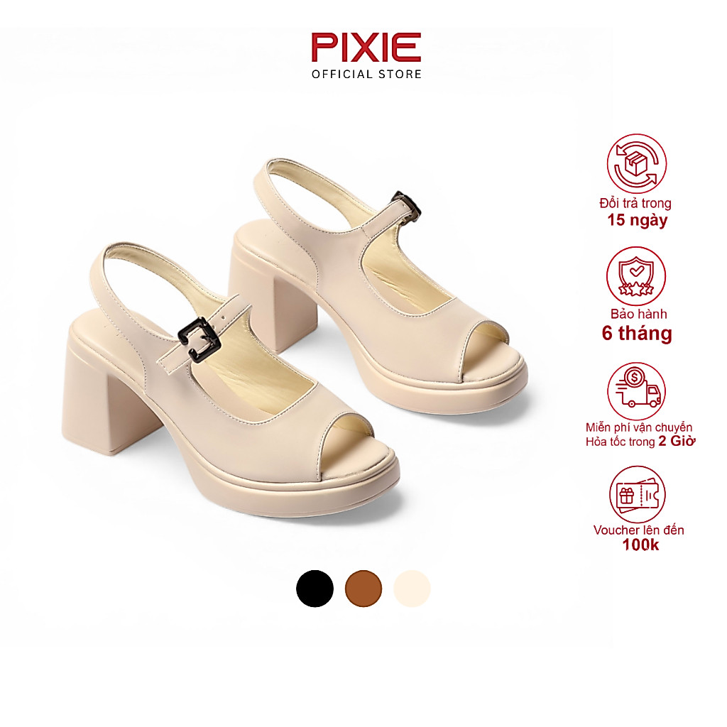 Giày Sandal Nữ Cao Gót 7cm Đế Đúp Hở Mũi Thời Trang Êm Chân Pixie H453