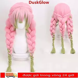 DUSKGLOW Tóc Giả cosplay Mitsuri Kanroji, Màu hồng xanh chống nhiệt, phù hợp Halloween