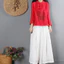 Áo Sơ Mi Nữ Dài Tay Mùa Xuân Màu Đỏ Chắc Chắn Nữ Thường Ngày Trung Quốc Vintage Sườn Xám Áo Sơ Mi