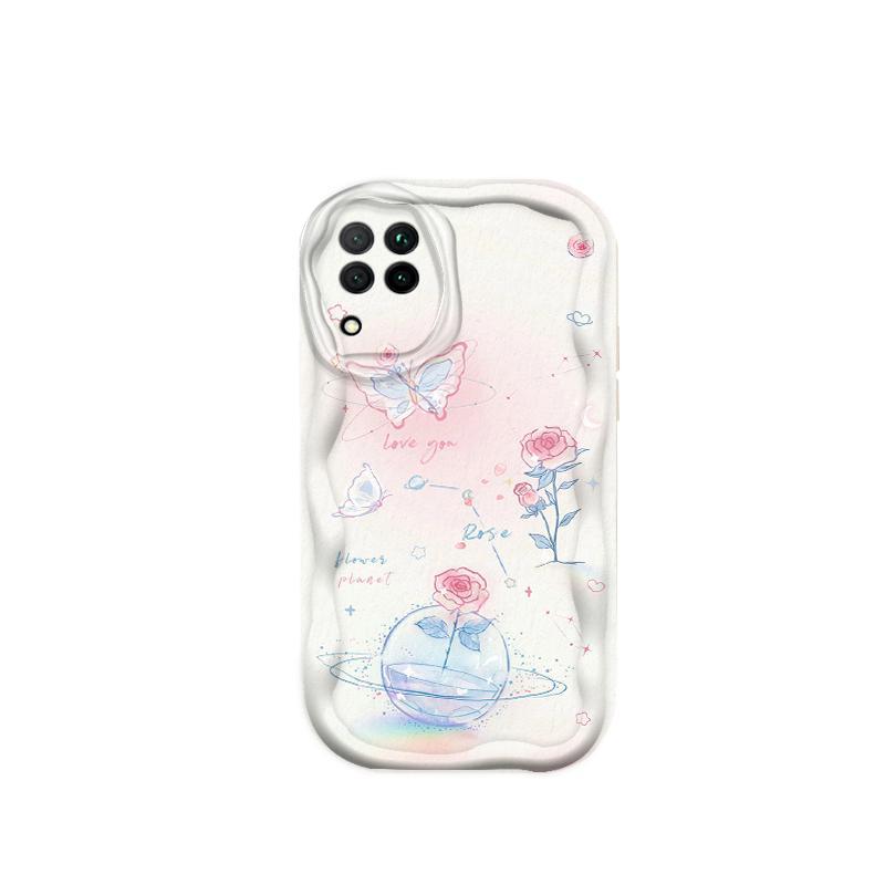 Thích Hợp Cho Samsung A12 A22 4G M12 3D Thẩm Mỹ TPU Mềm Hoa Tím Hoa Hồng Tulip Ins Phong Cách Chống Sốc Ốp Điện Thoại