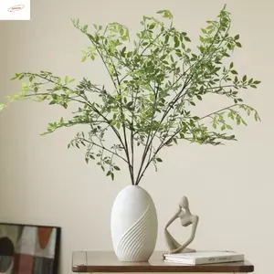 ZENZON Nhân Tạo Nantian Tre Nhánh, Handmade Linh Hoạt Mô Phỏng Nantian Tre, Cắm Hoa 110cm Nhựa Xanh Cây Giả Phòng Ngủ