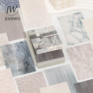 JIANWU Vintage Smudge Họa Tiết Phong Cảnh Cắt Dán Thêu Sò Chất Liệu Giấy Sáng Tạo DIY Rác Tạp Chí Văn Phòng Phẩm