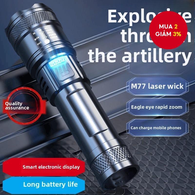 Đèn pin sạc tầm xa siêu mạnh để tuần tra ngoài trời, Spotlight Zoom Aurora Cannon, Pháo Laser có đèn pha lớn