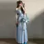 Royal Sister Design Sense Blue Tie-Dye Diagonal Strapless Top Nữ Mùa Hè Đẹp Khâu Gạc Nẹp-
