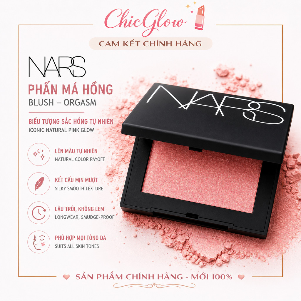 【Chính Hãng】ℕ𝔸ℝ𝕊  Blush 4.8g Phấn Má Mịn Màu, Lâu Trôi, Fullsize