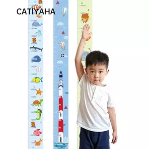 Biểu đồ tăng trưởng trẻ em CATIYAHA, Nhãn dán đo chiều cao 2M có thể tháo rời, Nhãn dán biểu đồ tăng trưởng chống nước họa tiết Catoon bền bỉ cho bé