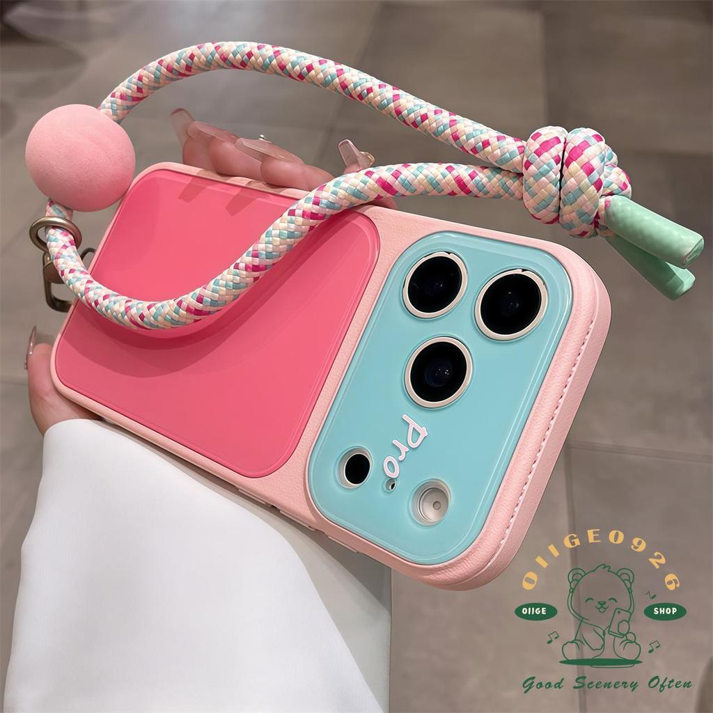 【 Ốp lưng iPhone17 】 Ốp điện thoại tương phản mờ dạng lỏng có dây buộc ngắn iphone17 Pro Max 16 15 14 13 cho vỏ iPhone Vỏ mềm silicon TPU chống sốc