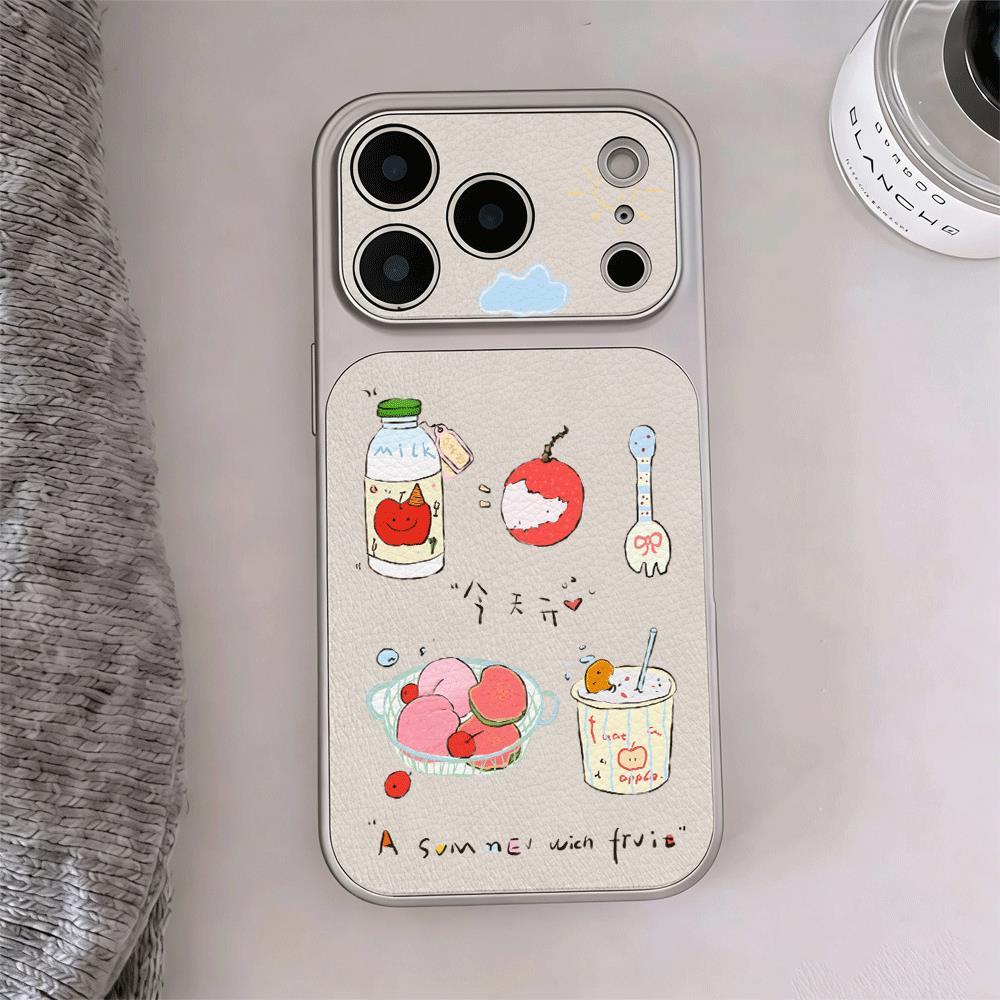 Mùa hè trái cây đồ uống vẽ tay cho trường hợp iPhone 17promax 161514plus 1312pro