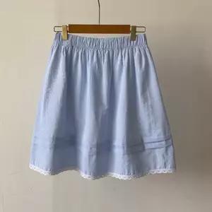 Váy ngắn tươi nhỏ, Váy sọc mùa hè co giãn phong cách mới Váy ren mỏng hơn
