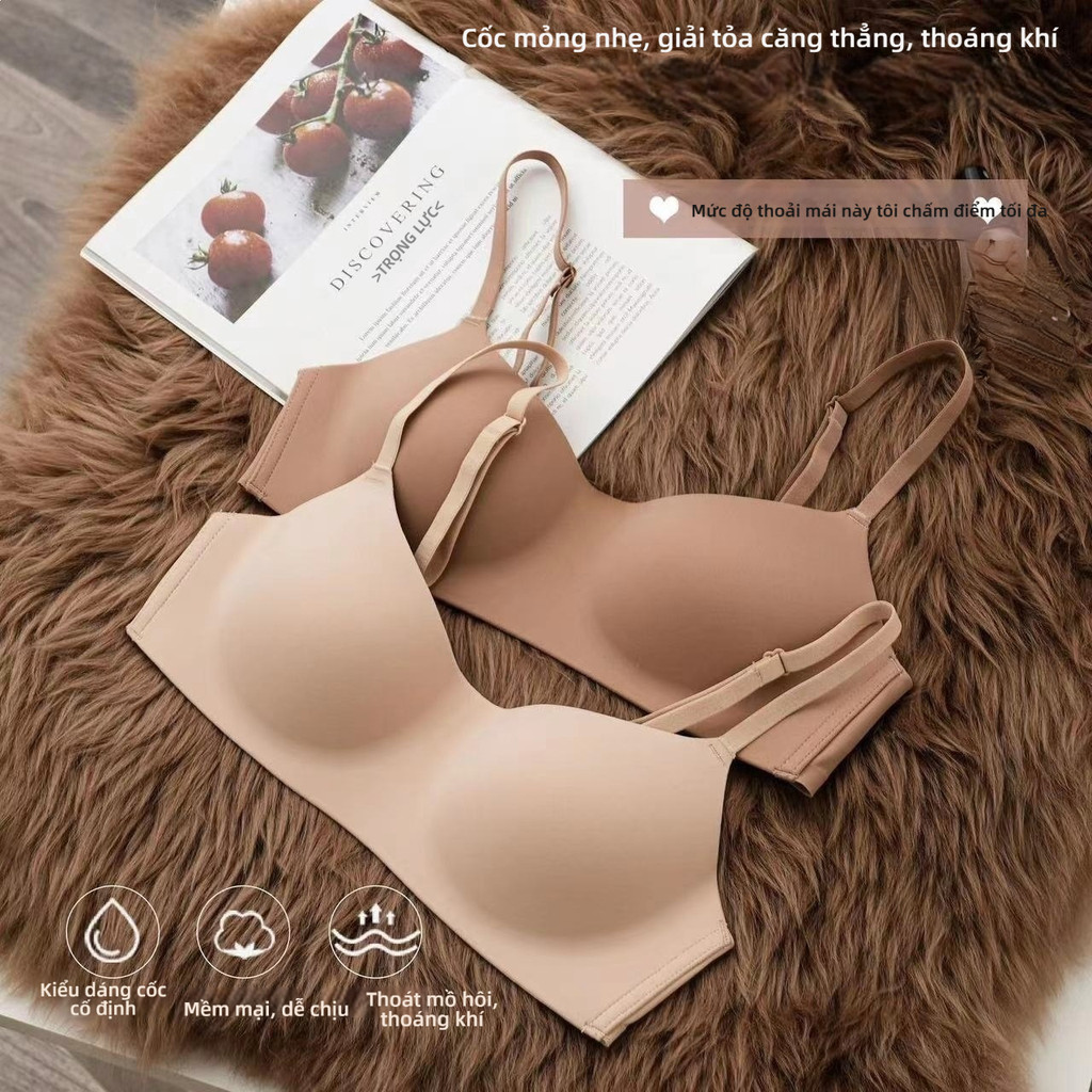 Áo ngực tích hợp chống đánh dấu, thiết kế cốc mỏng, thích hợp cho phụ nữ ngực nhỏ, mang lại hiệu quả cải thiện, ngăn ngừa chảy xệ, không có vòng thép, thoáng khí thoải mái.