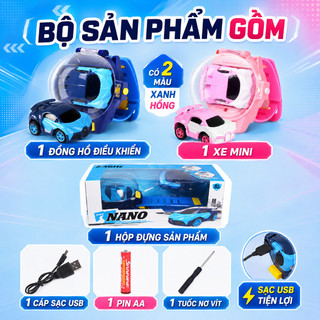 Xe điều khiển từ xa dạng đồng hồ đeo tay – Mini 2.4G, sạc USB, đèn LED – Điều khiển ngay trên tay – Quà sinh nhật