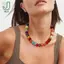 Boho Choker Nelace Hạt Acrylic Nhiều Màu Sắc Trang Sức Bãi Biển Nhẹ Nữ Phong Cách Lễ Hội Mùa Hè