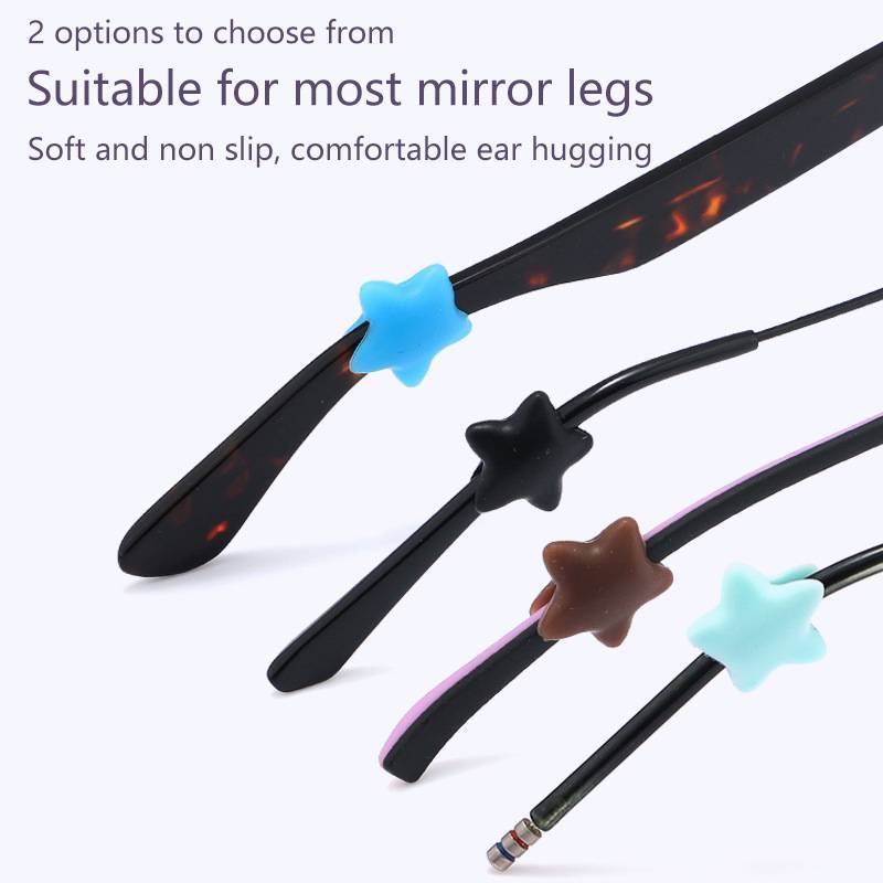 Trong Kho 5 Cặp Silicone Sao Mặt Trăng Chống Trượt Kính Tai Móc Grip Chủ Phụ Kiện Cá Tuyết