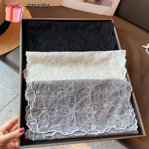 Khăn choàng chống nắng mùa hè GAVESTO, Khăn ren nữ dài thêu hoa, Băng đô lụa phiên bản Hàn Quốc cổ điển