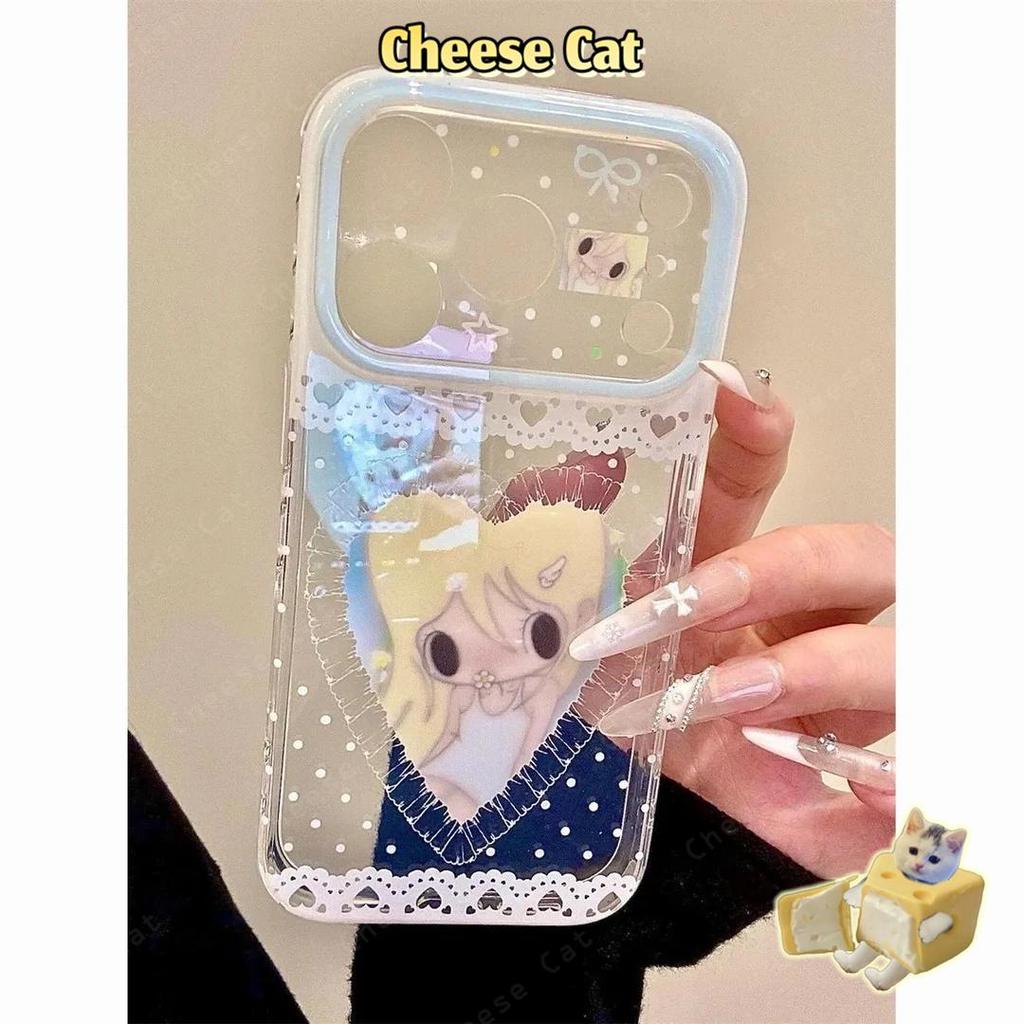 Ốp điện thoại hình cô gái tình yêu màu xanh ren cho iPhone 13 14 Xs XR 11 12 15 Plus 16 12 11 17 Pro Max | BigBuy360 - bigbuy360.vn