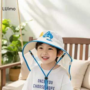 LUImo Kids Mũ ngư dân có dây chống gió và tấm chắn nắng hoàn hảo cho bãi biển ngoài trời SBS