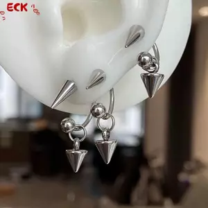ECK 1 Gothic Thép Không Gỉ Barbell Spike Thả Stud Bông Tai Đinh Tán Cong Sụn Xuyên Bông Tai Nữ Y2K Đảng Trang Sức HOT