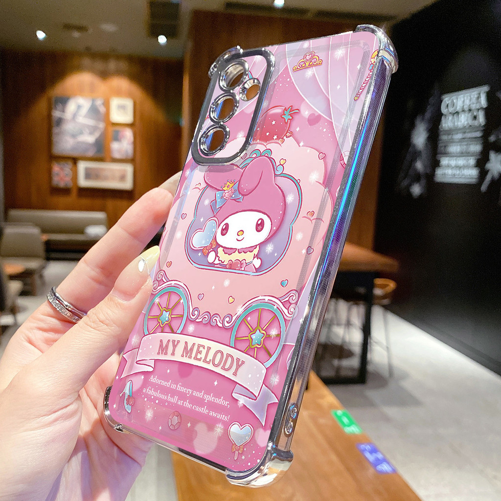 Tương thích với Samsung Galaxy A17 A07 A15 A05 A35 A55 A14 A34 A56 A36 A06 A16 Heart Melody Kuromi Vỏ mạ trong suốt Vỏ chống rơi