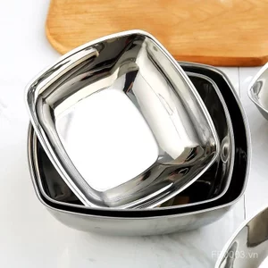 Thép không gỉ Ăn Nhẹ Salad Bát Sáng Tạo Hàn Quốc Bát Bát Đĩa Gia Vị Hộ Gia Đình Bát Vuông Miệng Nước Sốt Bát Loại Trái Cây Vuông JTP4