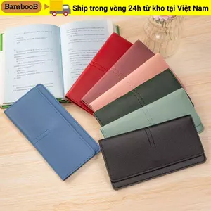 Ví nữ da BAMBOOB, Ví mỏng nữ màu trơn dung tích lớn, Túi đựng đồ bằng da PU di động dành cho nữ