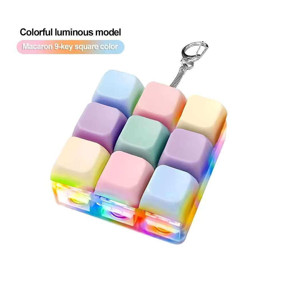 【🇻🇳Có sẵn kho】Bàn phím giảm căng thẳng Móc khóa Máy kiểm tra trục LED RGB LIGHT Fidget Thư giãn Nút DIY Keycap Fidget Quà tặng