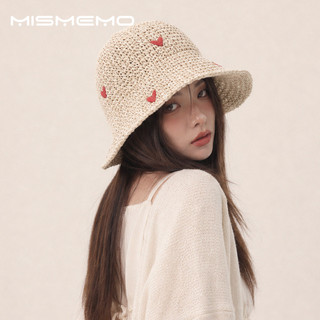 MISMEMO Mũ rơm trái tim tay dệt rỗng, phong cách mới cho mùa hè, phù hợp đi biển và chống nắng