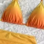 Bộ đồ bơi màu Gradient 3 trong 1 LACYESUK, Bộ đồ tắm Bikini dáng ôm Deep-V, Quần áo đi biển ngọt ngào Bộ đồ bơi không tay buộc dây cho nữ