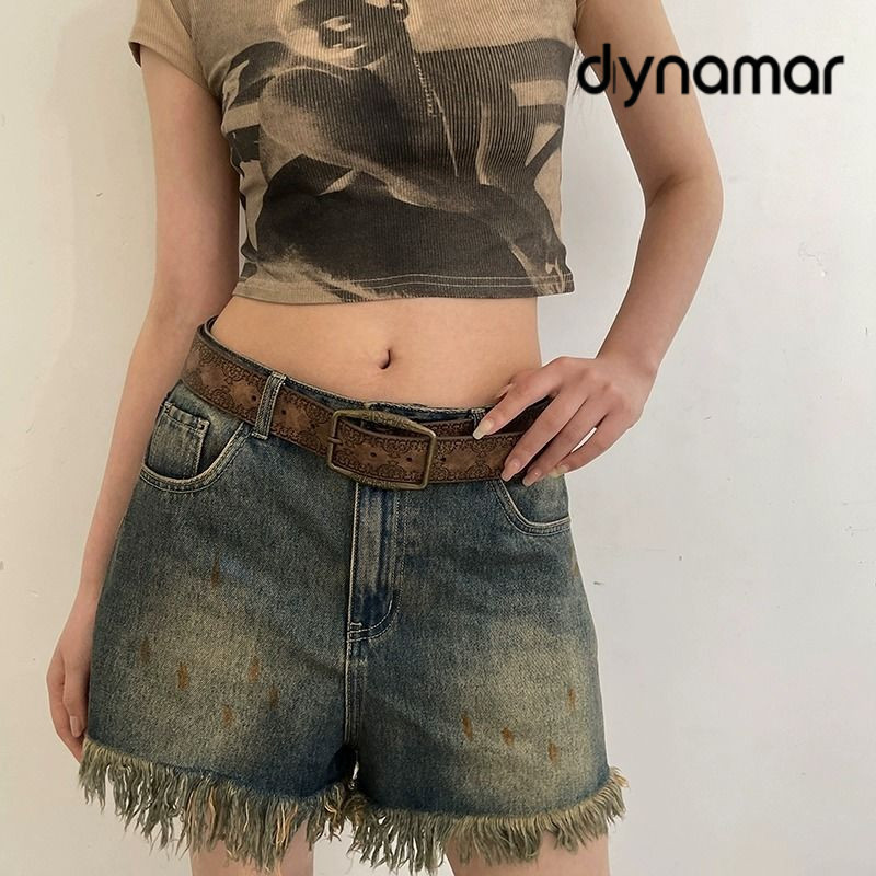 【dynamar】Hàng Có Sẵn--Thắt lưng nữ kiểu Mỹ cổ điển, phong cách dân tộc, chất liệu denim, màu nâu cao cấp, đa năng.