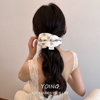 Yoing / Creamy Chấm Bi Scrunchy Dây Buộc Tóc Nữ Ngọt Ngào Cao Cấp Dây Buộc Tóc Sang Trọng Tất Cả Trận Đấu Đuôi Ngựa Đầu Dây Buộc Exqui