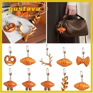 Móc khóa thực phẩm mô phỏng GUSTAVA, Vòng chìa khóa bánh mì nước kiềm PVC, Thiết kế sáng tạo Mô hình tay Croissant mô phỏng thực phẩm Túi mô hình thực tế Phụ kiện mặt dây chuyền