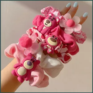 SQ Lotso Hoa sheadline Gấu Dâu Buộc Tóc Dây Kẹp Gấu Cao Su Cô Gái Hoạt Hình Phụ Kiện Dễ Thương